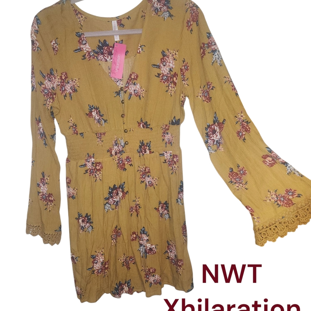 Xhilaration Yellow Floral Dress